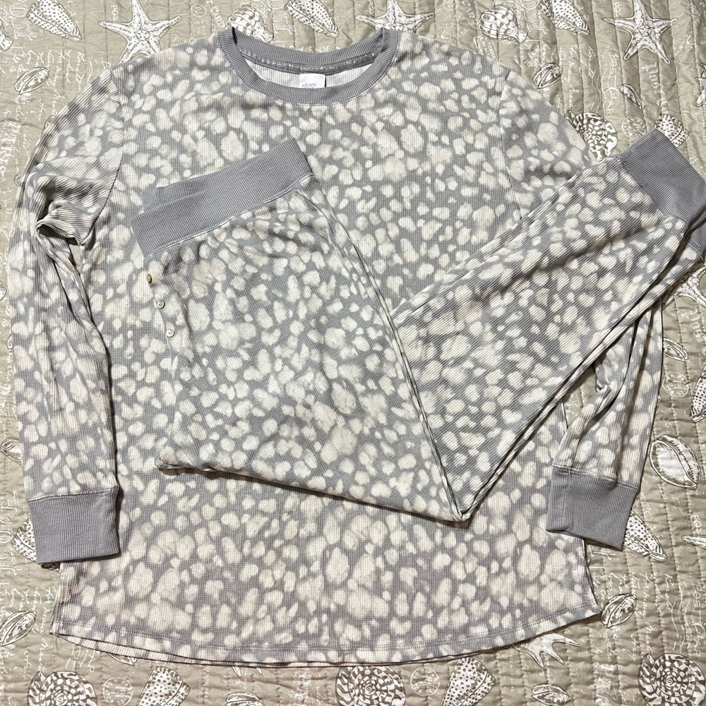 Stars Above Heather Gray Waffle Knit Pajama Set